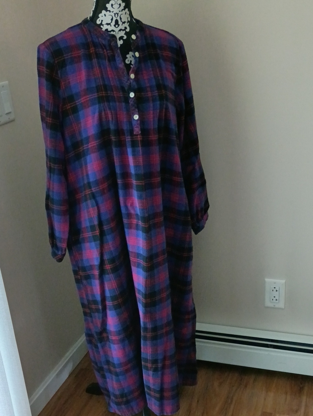 L.L. Bean Long Plaid Flannel Nightgown